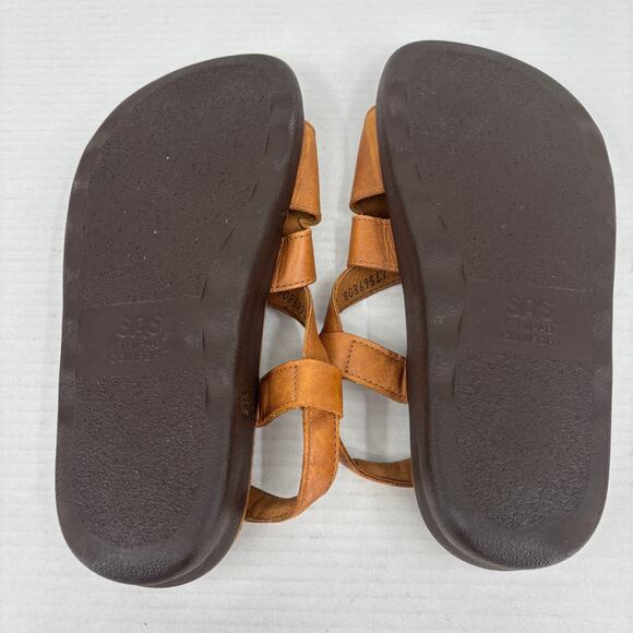 SAS Huggy Sandals Womens Size 11 Wide Carmel Brown Leather Adjustable Straps - Picture 10 of 10